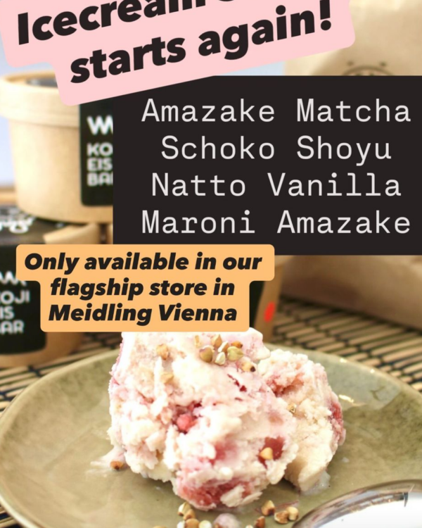 4 Types Ice Cream: Amazake Matcha, Schoko Shoyu, Natto Vanilla, Maroni Amazake